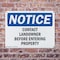 Signmission Contact Landowner Before Entering Property OSHA Notice Sign, Plastic, 14in W x 10in L, 2PK OS-2PACK-NS-P-1014-L-10799 - alternate 5
